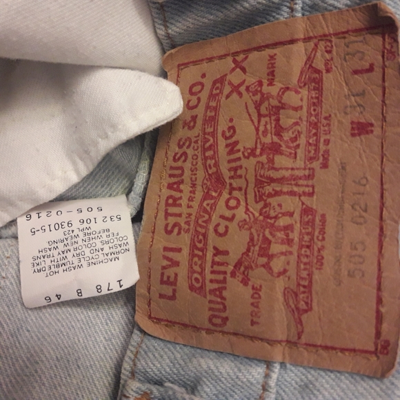 Vintage Levis Blue Jeans 505 Straight Leg Red Tag All Cotton Denim Size 31W 31L - Picture 9 of 16